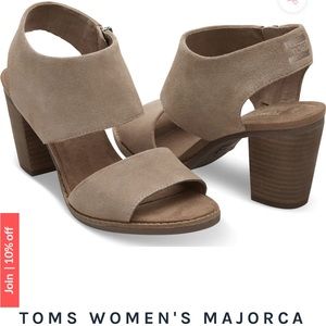 9.5 TOMS WOMEN'S MAJORCA CUTOUT HEELS | TAUPE